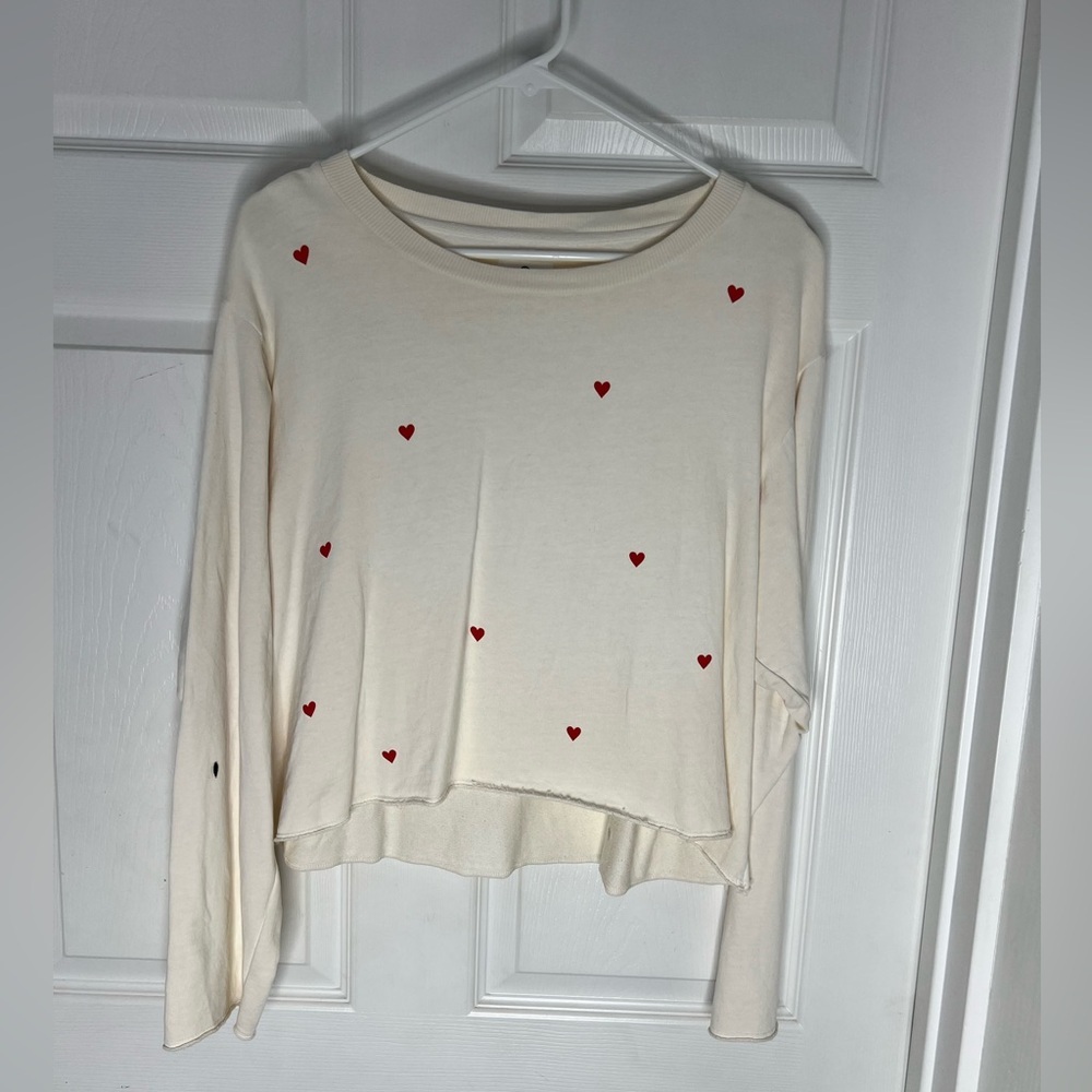 Sundry Hearts Raw Hem Boxy Scoop neck Sweatshirt Sz 1 - Picture 3 of 11